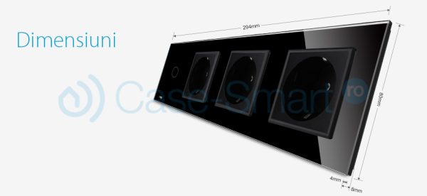 Intrerupator simplu + Priza tripla LIVOLO cu touch din sticla