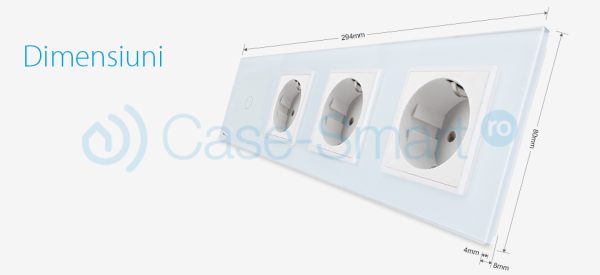 Intrerupator simplu + Priza tripla LIVOLO cu touch din sticla