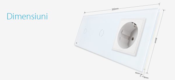 Intrerupator LIVOLO simplu+simplu cu touch si priza din sticla