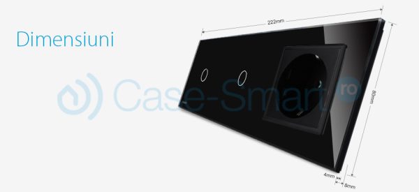 Intrerupator LIVOLO simplu+simplu cu touch si priza din sticla