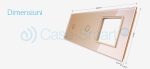 Panou 2 intrerupatoare simple cu touch si priza Livolo din sticla