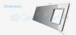 Panou 2 intrerupatoare simple cu touch si priza Livolo din sticla