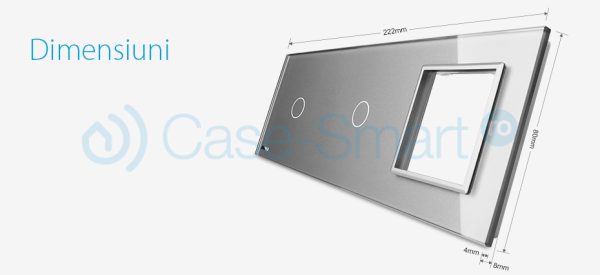 Panou 2 intrerupatoare simple cu touch si priza Livolo din sticla