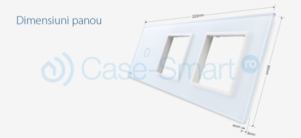 Panou intrerupator dublu cu touch si 2 prize Livolo din sticla