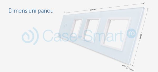 Rama intrerupator cu touch simplu+priza tripla LIVOLO din sticla