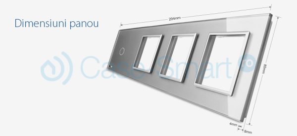 Rama intrerupator cu touch simplu+priza tripla LIVOLO din sticla