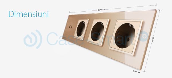 Intrerupator simplu + Priza tripla LIVOLO cu touch din sticla