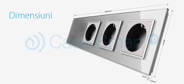 Intrerupator simplu + Priza tripla LIVOLO cu touch din sticla