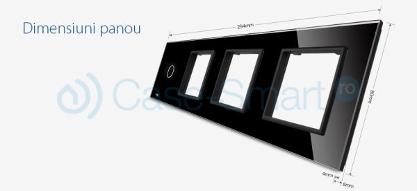 Rama intrerupator cu touch simplu+priza tripla LIVOLO din sticla