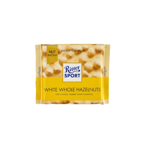 Ritter Sport Ciocolata Alba cu Alune Intregi 100g