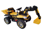 Excavator + bascula electrica Kinderauto Bonet 60W 12V, Telecomanda, culoare galbena
