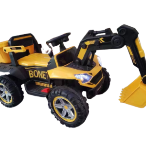 Excavator + bascula electrica Kinderauto Bonet 60W 12V, Telecomanda, culoare galbena
