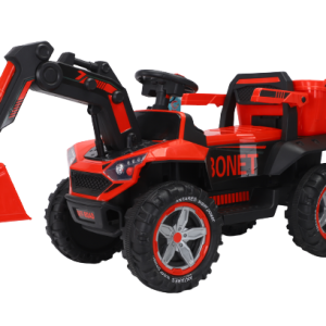 Excavator + bascula electrica Kinderauto Bonet 60W 12V, Telecomanda, culoare Rosie