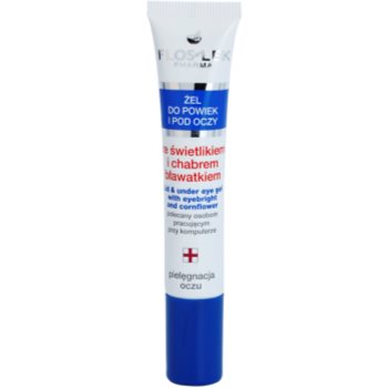 FlosLek Pharma Eye Care Gel pentru jurul ochilor cu un luminator și albastrele
