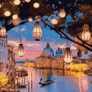 Set Pictura pe numere, Acuarello, Felinare in Venetia