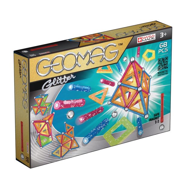 Joc de constructie magnetic Geomag Glitter, 68 piese