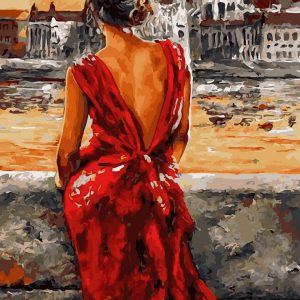 Set Pictura pe numere, Acuarello, Red dress