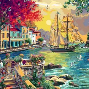 Set Pictura pe numere, Acuarello, Barcute pe mare