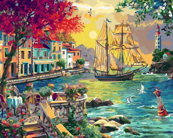 Set Pictura pe numere, Acuarello, Barcute pe mare