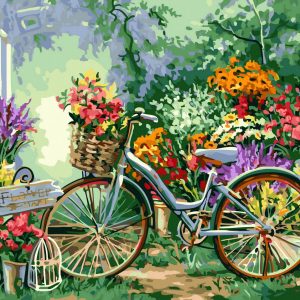 Set Pictura pe numere, Acuarello, Bicicleta cu flori