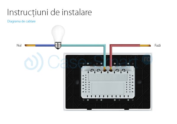 Intrerupator cu variator wireless cu touch Livolo din sticla – standard italian
