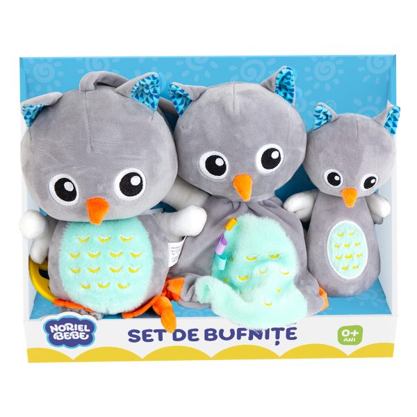 Set 3 bufnite prietenoase, de plus, Noriel Bebe, gri