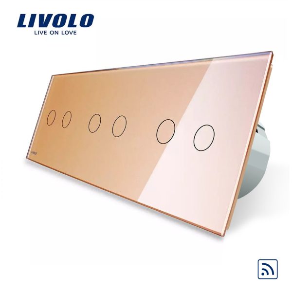 Intrerupator dublu+dublu+dublu cu touch Wireless Livolo din sticla