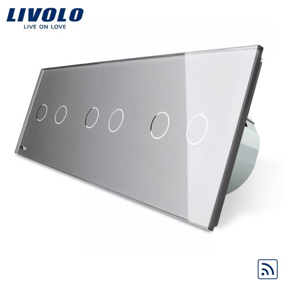 Intrerupator dublu+dublu+dublu cu touch Wireless Livolo din sticla