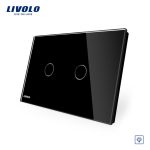 Intrerupator dublu cu variator cu touch Livolo din sticla – standard italian