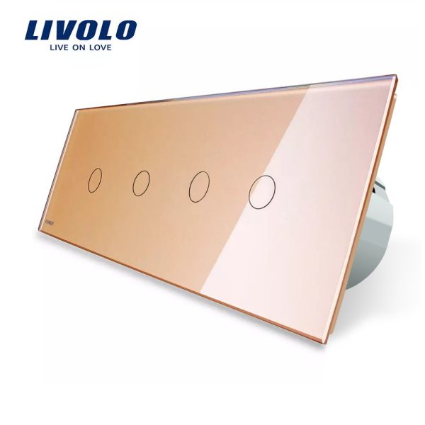 Intrerupator LIVOLO cu touch din sticla cu 4 intrerupatoare simple