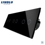 Intrerupator dublu+dublu+dublu cu touch Wireless Livolo din sticla