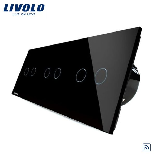 Intrerupator dublu+dublu+dublu cu touch Wireless Livolo din sticla