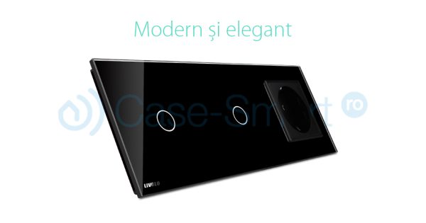 Intrerupator LIVOLO simplu+simplu cu touch si priza din sticla
