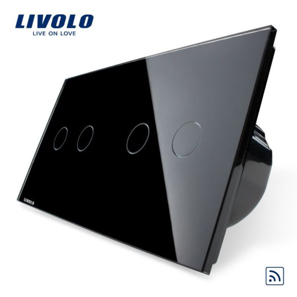Intrerupator dublu + dublu cu touch Wireless Livolo din sticla