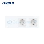 Intrerupator LIVOLO simplu cap scara / cap cruce cu touch si 2 prize din sticla