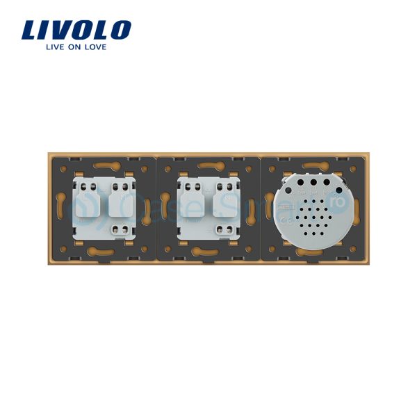 Intrerupator LIVOLO simplu cap scara / cap cruce cu touch si 2 prize din sticla