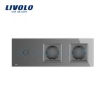 Intrerupator LIVOLO simplu cap scara / cap cruce cu touch si 2 prize din sticla