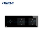 Intrerupator LIVOLO simplu cap scara / cap cruce cu touch si 2 prize din sticla