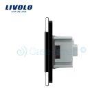 Intrerupator LIVOLO simplu cap scara / cap cruce cu touch si 2 prize din sticla