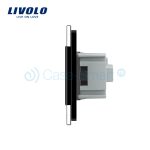 Intrerupator simplu cap scara / cap cruce + priza simpla Livolo rama din sticla