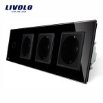 Intrerupator simplu + Priza tripla LIVOLO cu touch din sticla