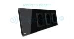 Intrerupator simplu + Priza tripla LIVOLO cu touch din sticla