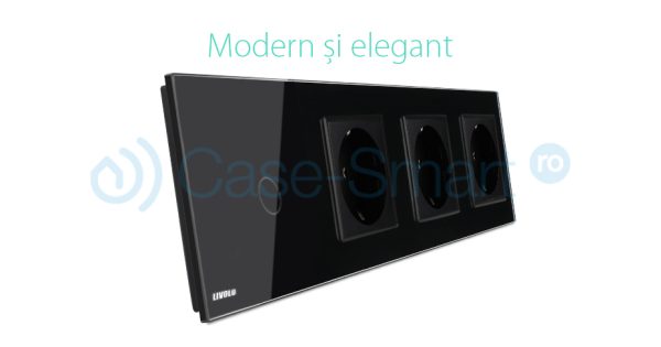 Intrerupator simplu + Priza tripla LIVOLO cu touch din sticla