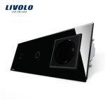 Intrerupator LIVOLO simplu+simplu cu touch si priza din sticla