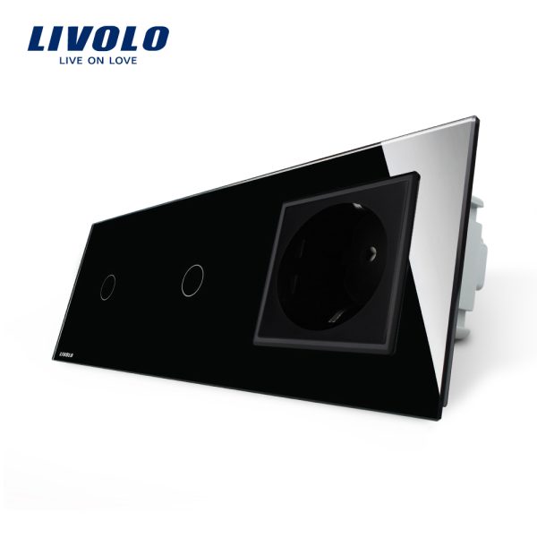 Intrerupator LIVOLO simplu+simplu cu touch si priza din sticla