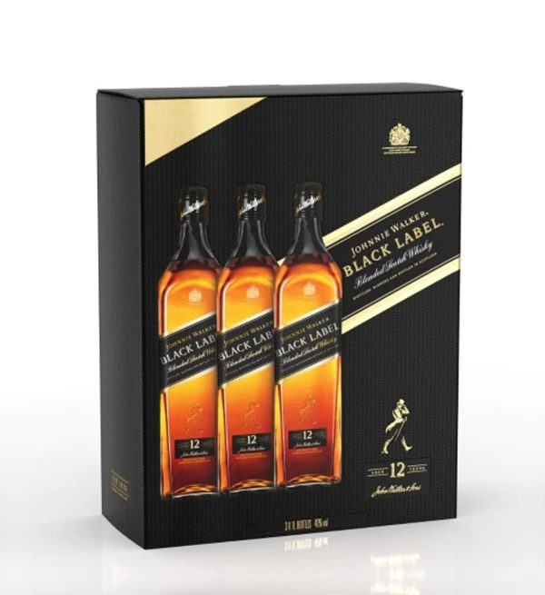 Johnnie Walker Black Label Whisky 12 ani Gift Set 3x1L
