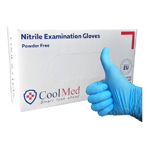 Manusi examinare nitril, albastre, marime M, 100 bucati, Cool Med