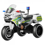 Motocicleta cu 3 roti, Kinderauto POLICE BJML5188 60W, 6V cu scaun tapitat, culoare alba