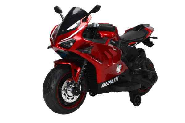 Motocicleta electrica, Kinderauto BDQ888 70W 12V cu roti moi, Bluetooth, culoare Rosu