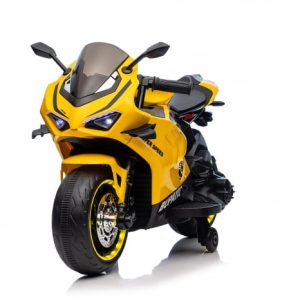 Motocicleta electrica, Kinderauto BDQ888 70W 12V cu roti moi, Bluetooth, culoare Galben